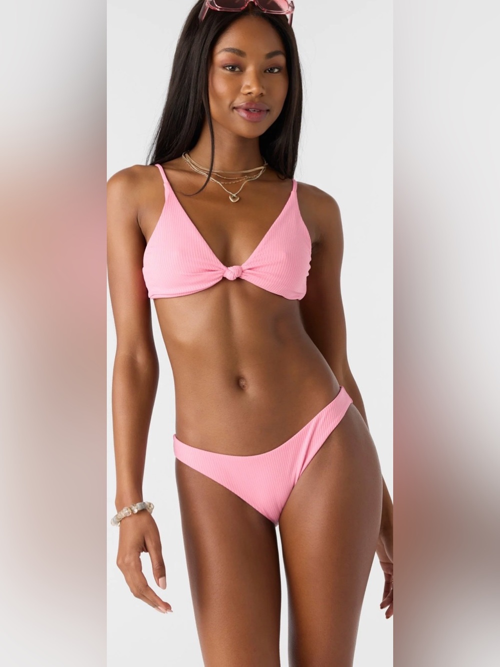 O'Neill Pink Ribbed Knot Triangle Bikini